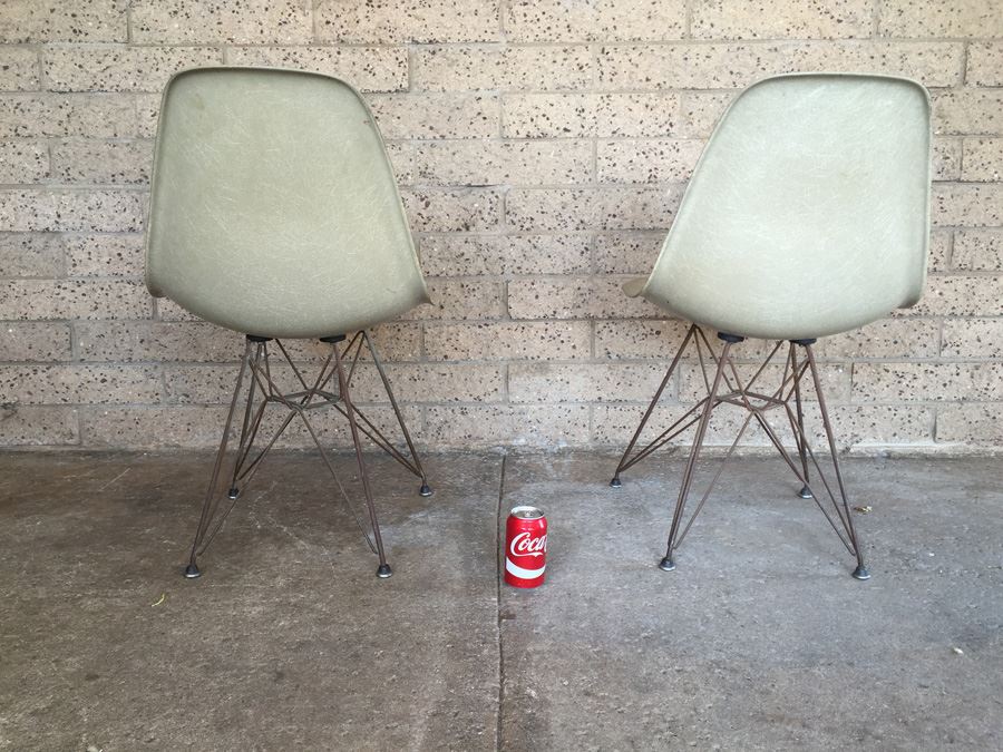 Pair Of Period Charles Eames Fiberglass Side Chairs By Herman Miller [Photo 7]