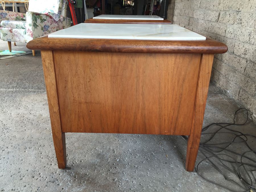 Pair Of Custom Mid-Century Modern End Tables With Marble Tops And Built In Electro-Voice Speaker Cabinets [Photo 10]