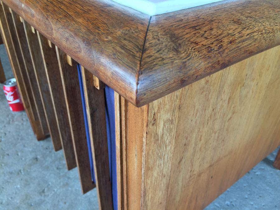 Pair Of Custom Mid-Century Modern End Tables With Marble Tops And Built In Electro-Voice Speaker Cabinets [Photo 8]