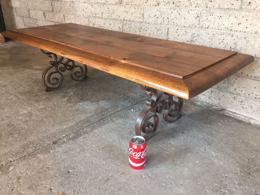 Custom Coffee Table With Wrought Iron Legs