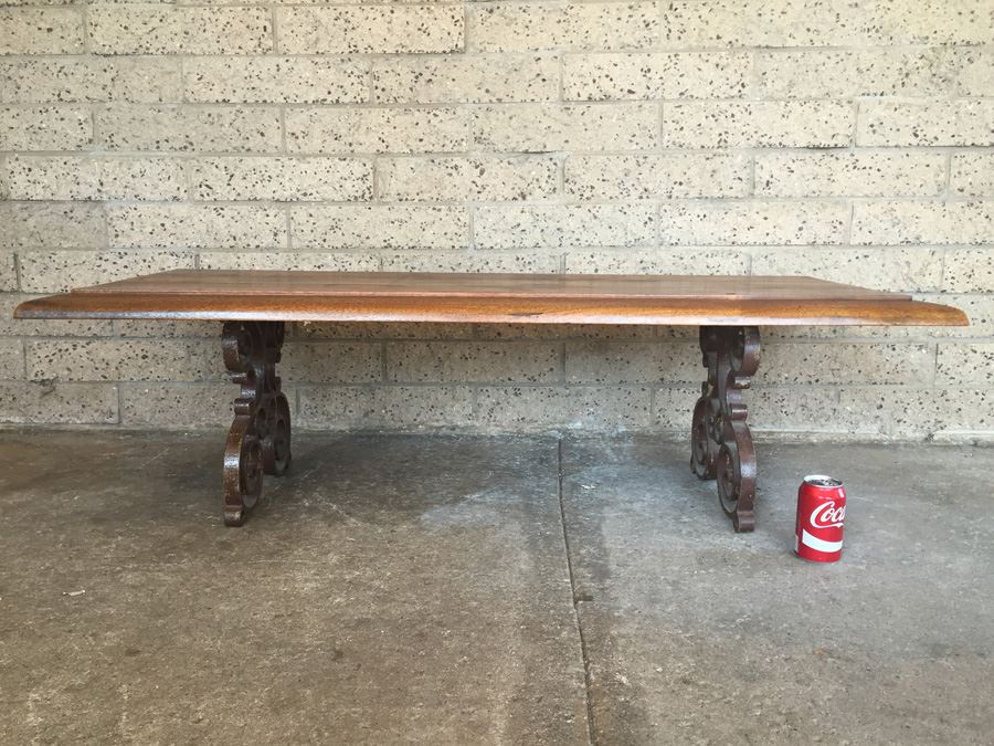 Custom Coffee Table With Wrought Iron Legs [Photo 1]