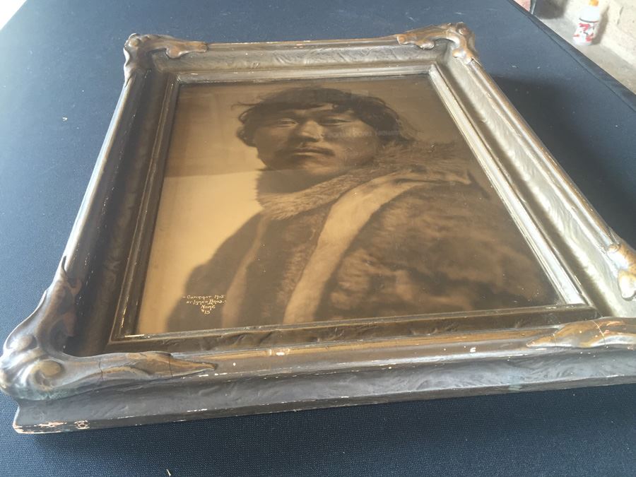 RARE Antique 1905 Lomen Bros Orotone Goldtone Photo Eskimo Indian Nome Alaska Antique Frame [Photo 10]