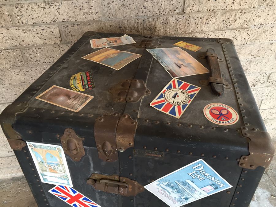 Vintage 1900s Steamer Trunk Travelwell Trunks By Schmit Trunk Co Oshkosh, Wis. [Photo 5]