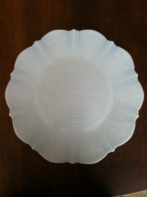 Beautiful Set of Vintage Milk Glass Plates and Large Platter