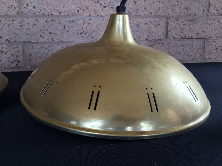 Pair Of Mid-Century Metal Hanging Light Fixtures [Photo 3]