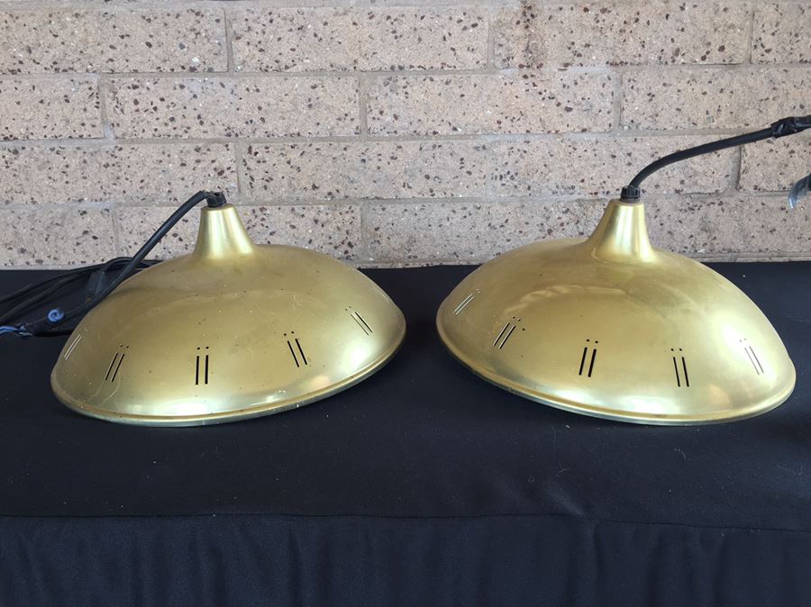 Pair Of Mid-Century Metal Hanging Light Fixtures [Photo 7]