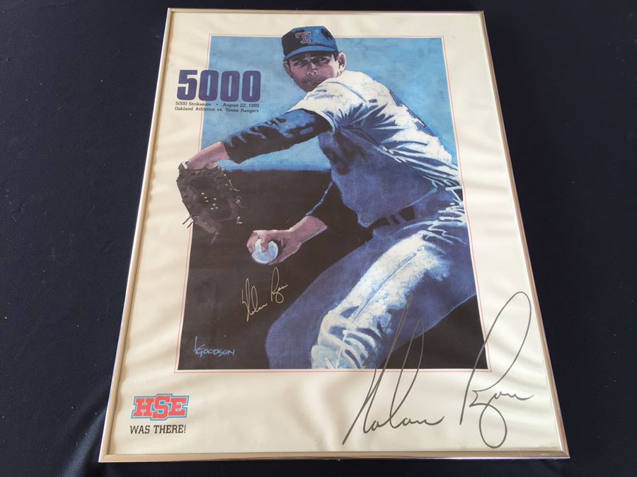 SIGNED Nolan Ryan Framed Poster 5000 Strikeouts (Signed Under Baseball)