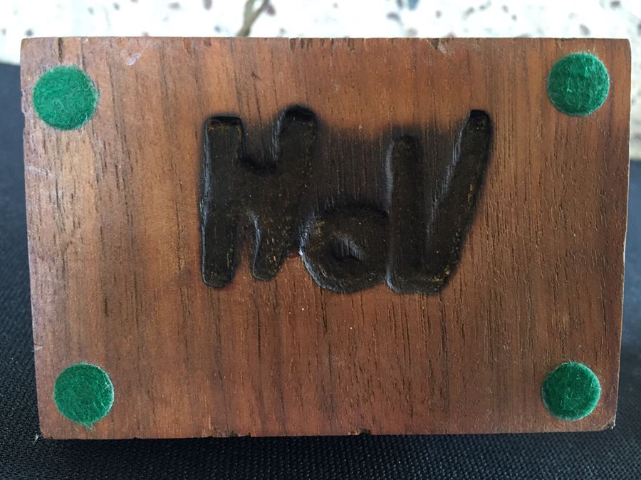 Signed Rock And Metal Sculpture On Wooden Base [Photo 3]