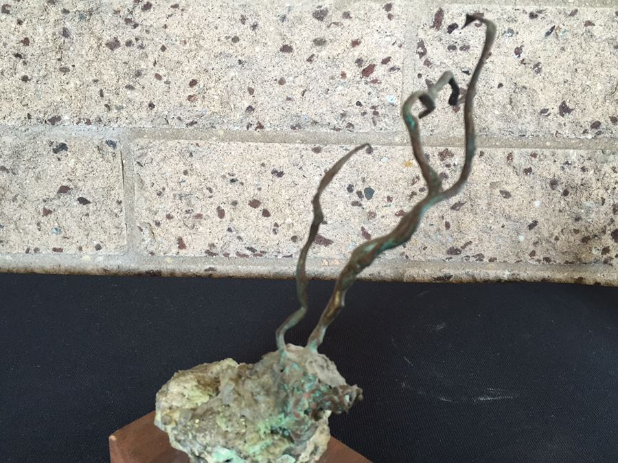 Signed Rock And Metal Sculpture On Wooden Base [Photo 10]