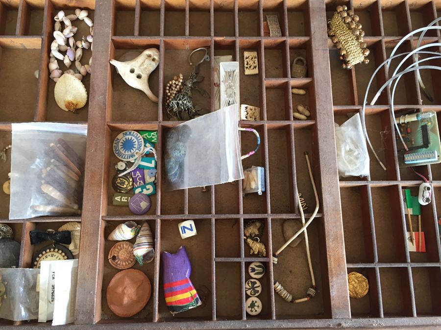 Old Industrial Printers Tray Great For Displaying Items - Filled With Goodies [Photo 3]