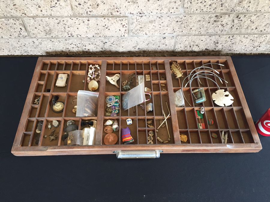 Old Industrial Printers Tray Great For Displaying Items - Filled With Goodies [Photo 5]