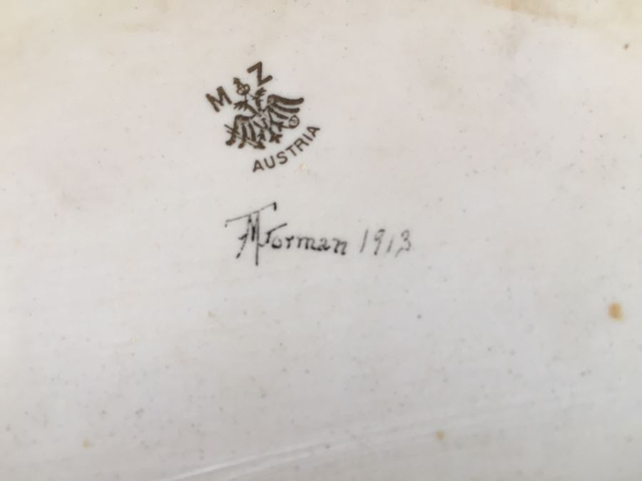 Antique 1913 Hand Painted Luncheon Plate M Z Austria  [Photo 3]