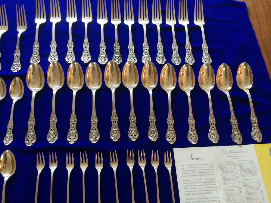 Vintage 1937 International Sterling Silver Primrose Pattern Flatware - 116 PIECES [Photo 9]