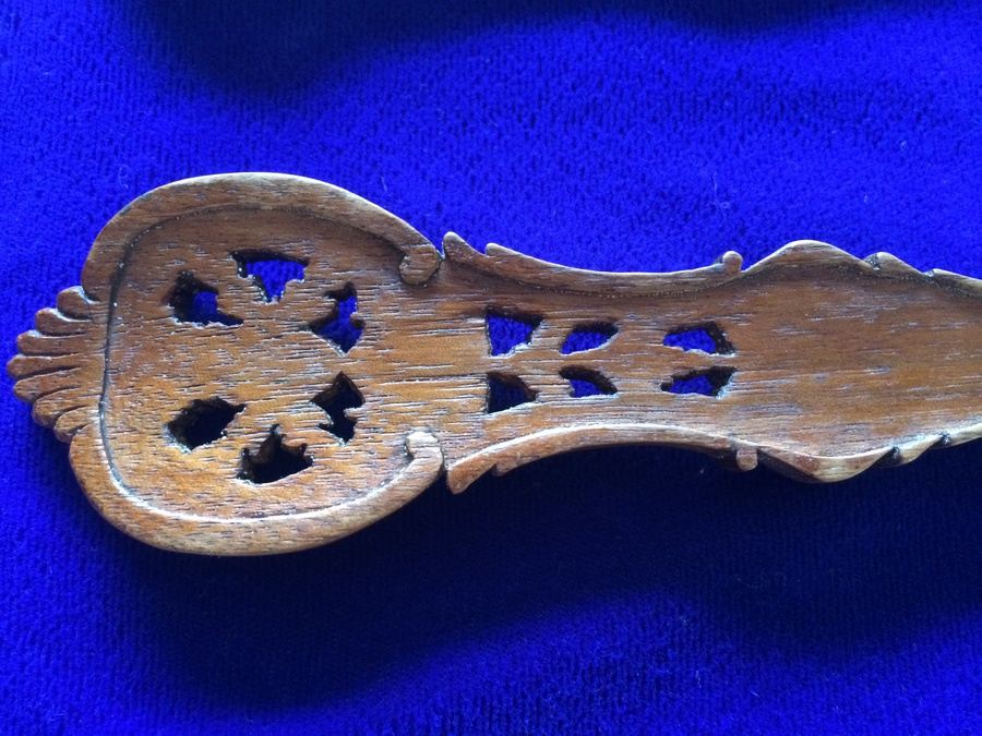 Hand Carved Wooden Salad Fork and Spoon Set - Matches Sterling Primrose Pattern Lot [Photo 9]