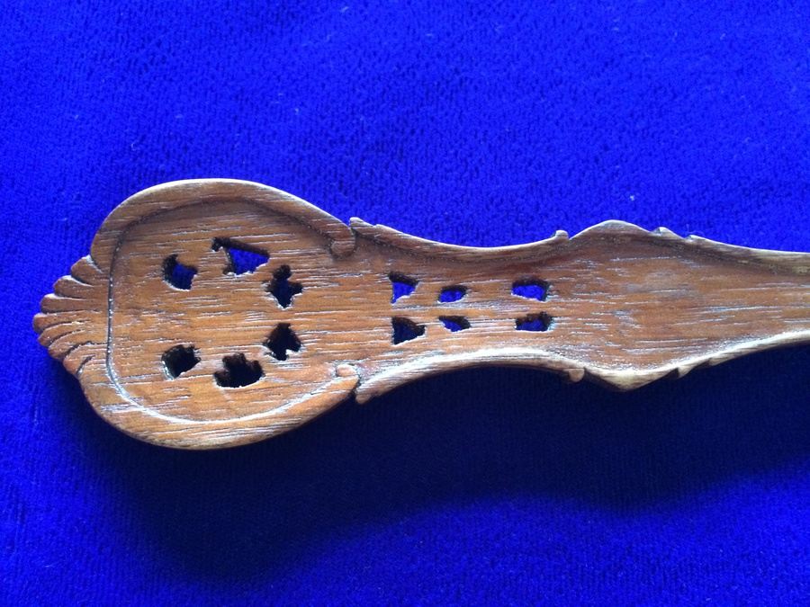 Hand Carved Wooden Salad Fork and Spoon Set - Matches Sterling Primrose Pattern Lot [Photo 8]