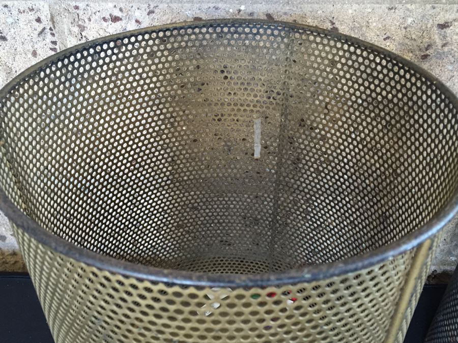 Pair Of Vintage Industrial Metal Waste Baskets [Photo 3]