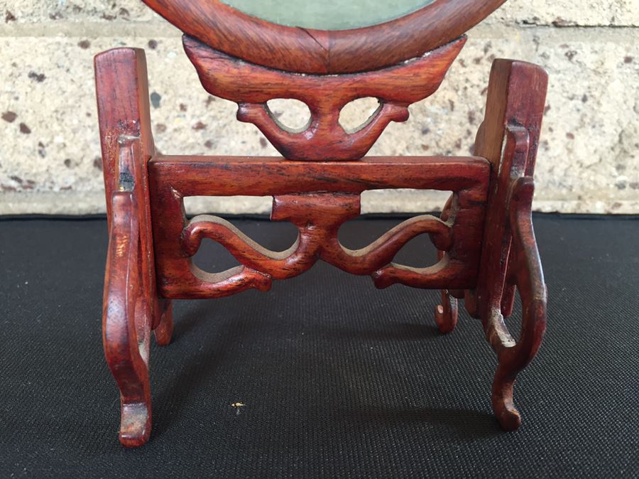 Signed Vintage Chinese Cat Silk Embroidery Displayed In Nice Rosewood Stand [Photo 8]