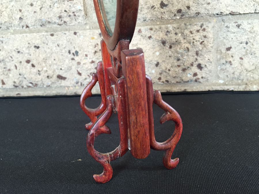 Signed Vintage Chinese Cat Silk Embroidery Displayed In Nice Rosewood Stand [Photo 11]