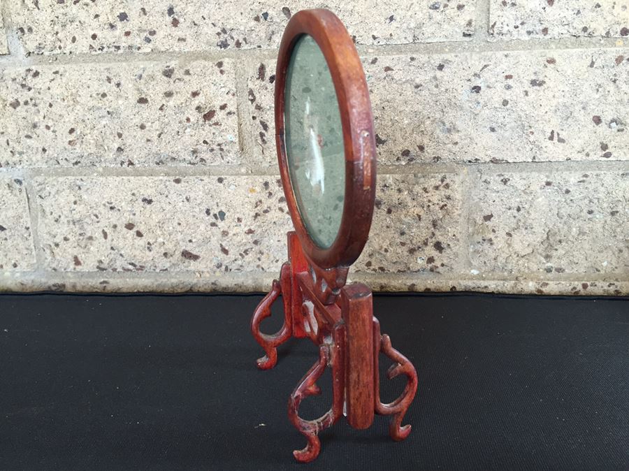 Signed Vintage Chinese Cat Silk Embroidery Displayed In Nice Rosewood Stand [Photo 9]