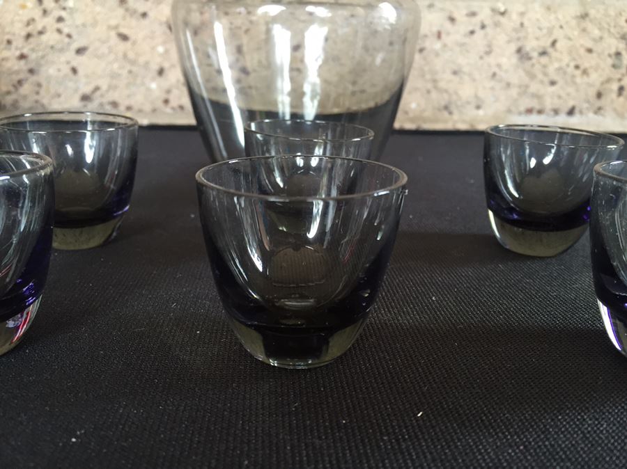 Vintage Mid-Century Smoked Glass Decanter And Cups [Photo 3]