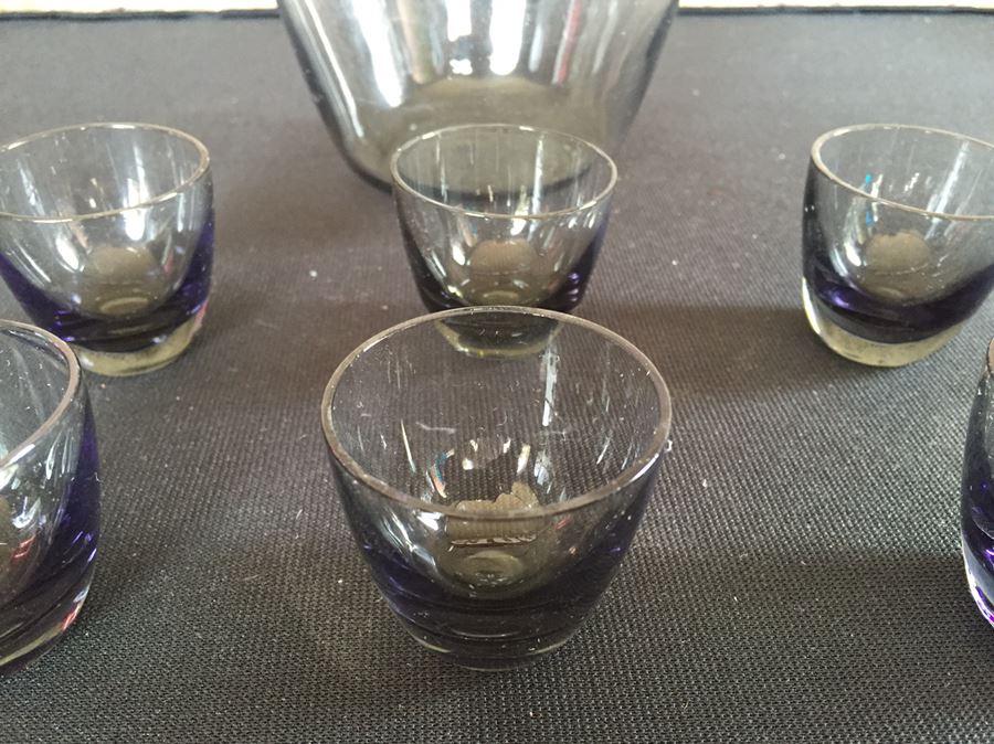 Vintage Mid-Century Smoked Glass Decanter And Cups [Photo 5]