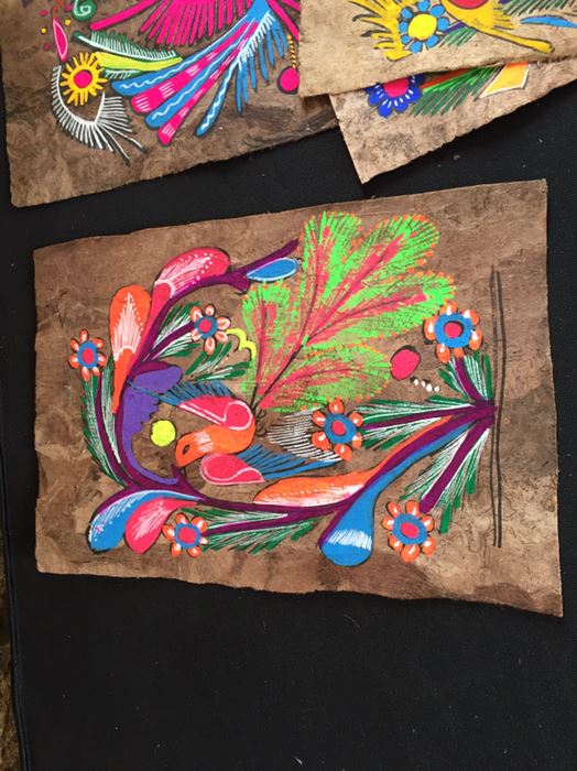 Large Collection Of Vintage Papel Amate Painted Bark Paper Paintings Colorful [Photo 9]