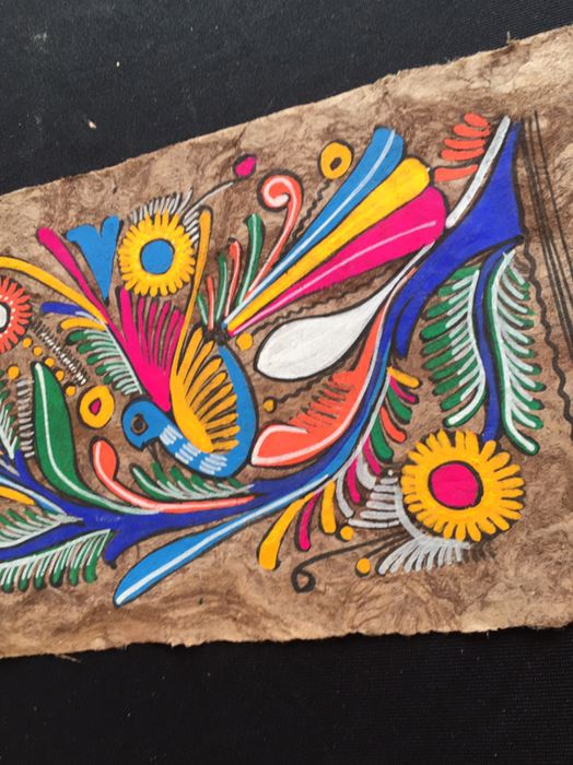 Large Collection Of Vintage Papel Amate Painted Bark Paper Paintings Colorful [Photo 12]