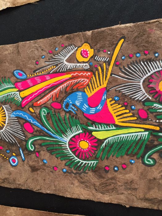 Large Collection Of Vintage Papel Amate Painted Bark Paper Paintings Colorful [Photo 13]