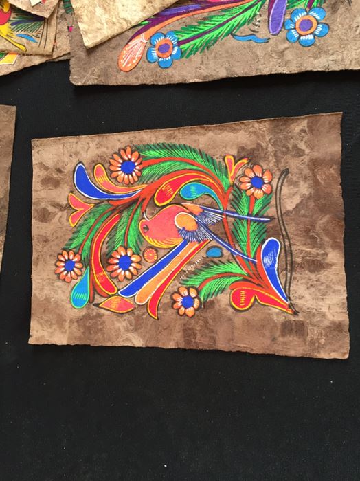 Large Collection Of Vintage Papel Amate Painted Bark Paper Paintings Colorful [Photo 8]