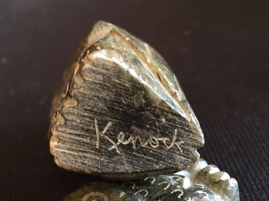 Collection Of Owls Including A Pair Of Alaskan Inuit Carved Soapstone Figures Signed Kenock [Photo 3]