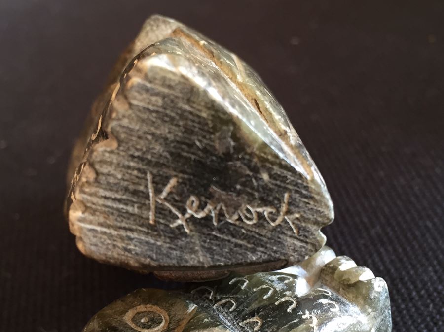 Collection Of Owls Including A Pair Of Alaskan Inuit Carved Soapstone Figures Signed Kenock [Photo 8]