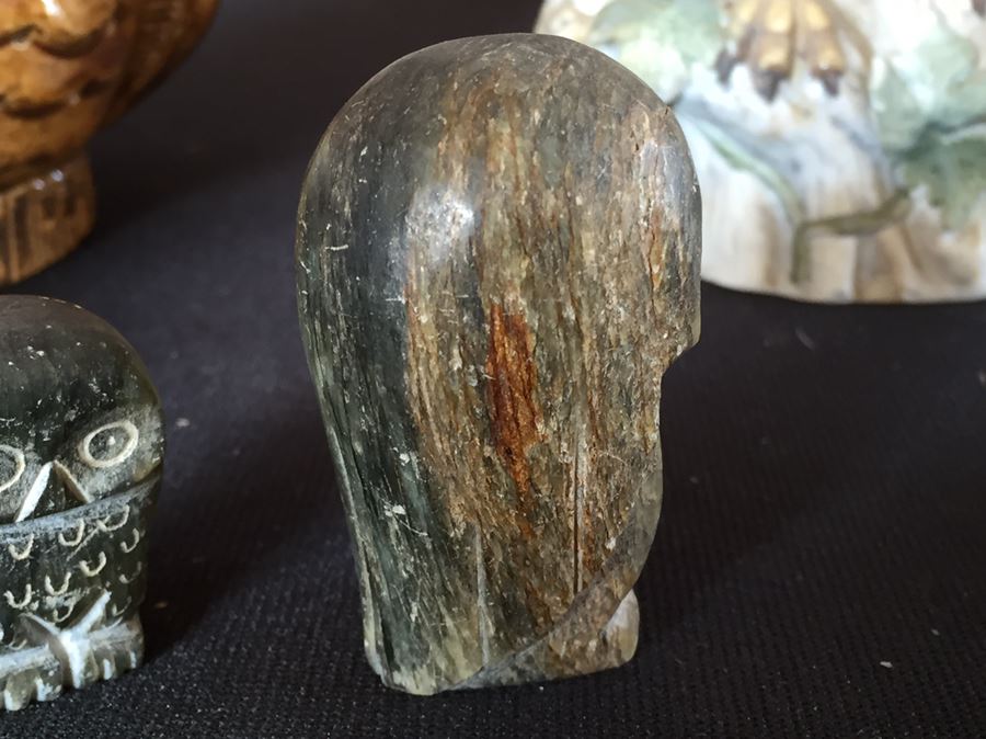 Collection Of Owls Including A Pair Of Alaskan Inuit Carved Soapstone Figures Signed Kenock [Photo 7]