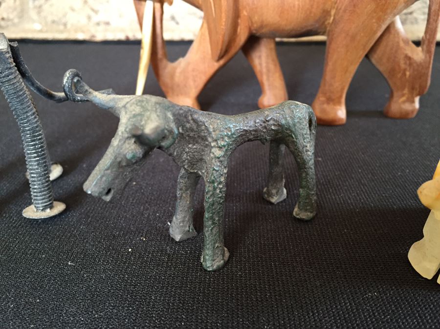 Collection Of Various Wood And Stone Carved Animals And Metal Sculpture Animals [Photo 6]
