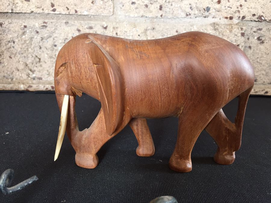 Collection Of Various Wood And Stone Carved Animals And Metal Sculpture Animals [Photo 7]