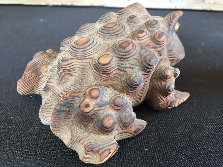Wood Carved Frog Sculpture Japan [Photo 7]