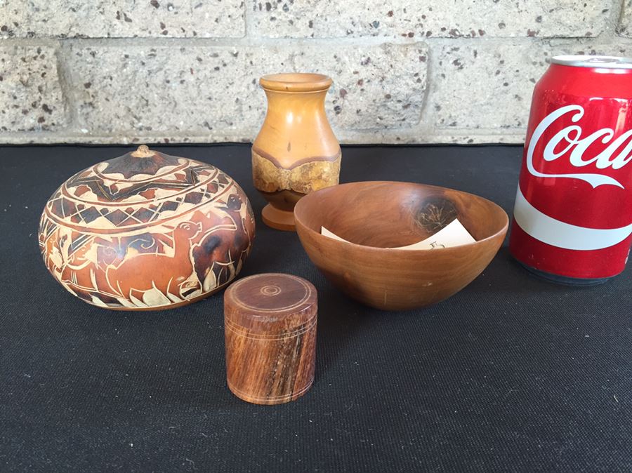 Wooden Bowl And Vase Lot