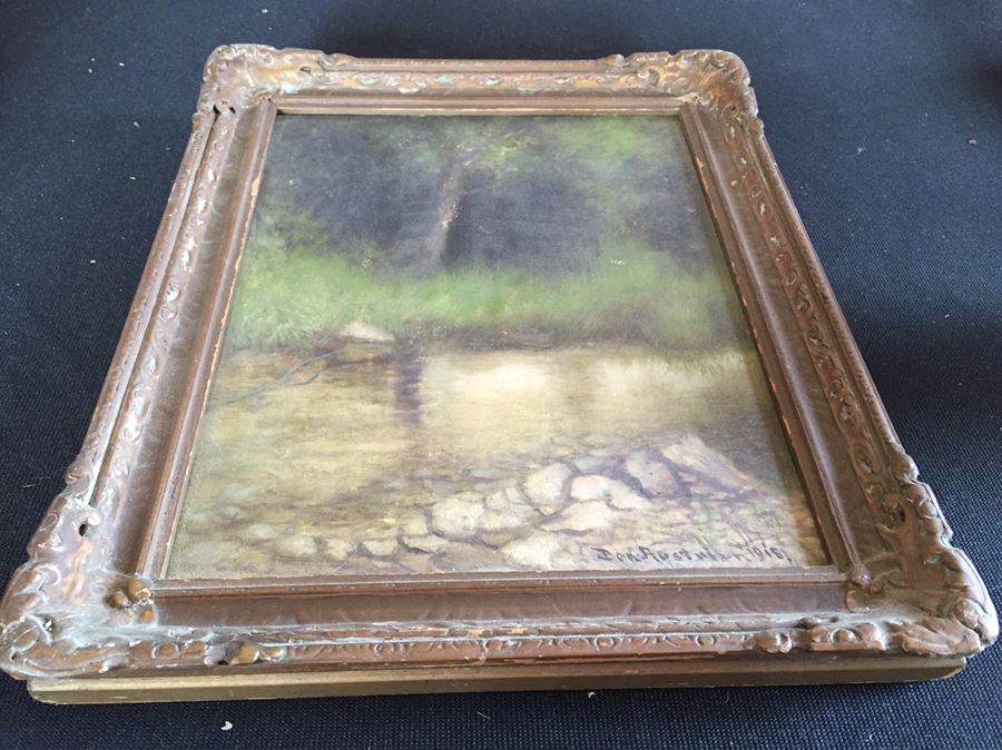 1915 Original Ben Austrian Painting In Vintage Frame [Photo 7]