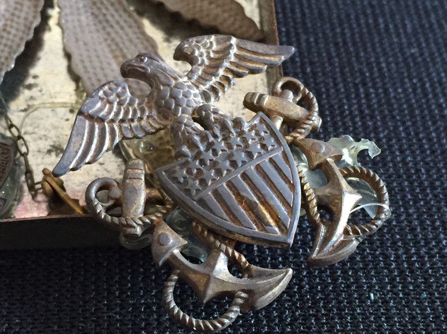 Very Cool Folk Art Piece With Various Military Metals And Rings [Photo 13]