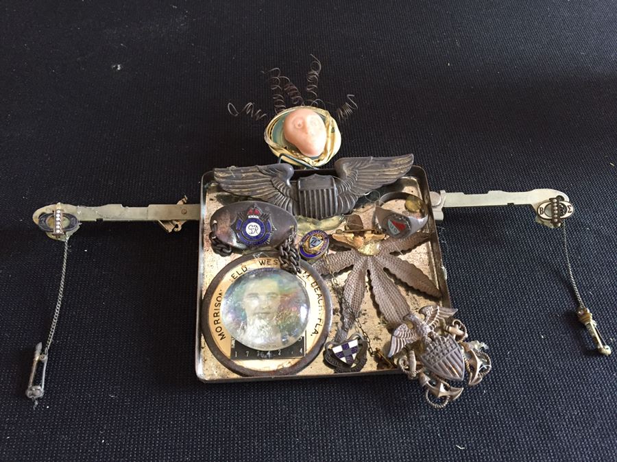 Very Cool Folk Art Piece With Various Military Metals And Rings [Photo 4]