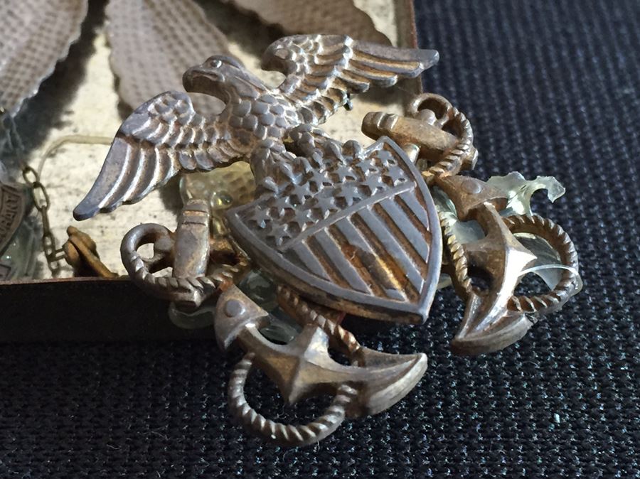 Very Cool Folk Art Piece With Various Military Metals And Rings [Photo 14]