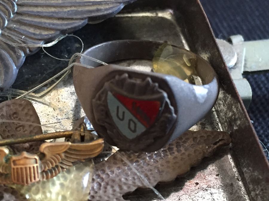 Very Cool Folk Art Piece With Various Military Metals And Rings [Photo 8]