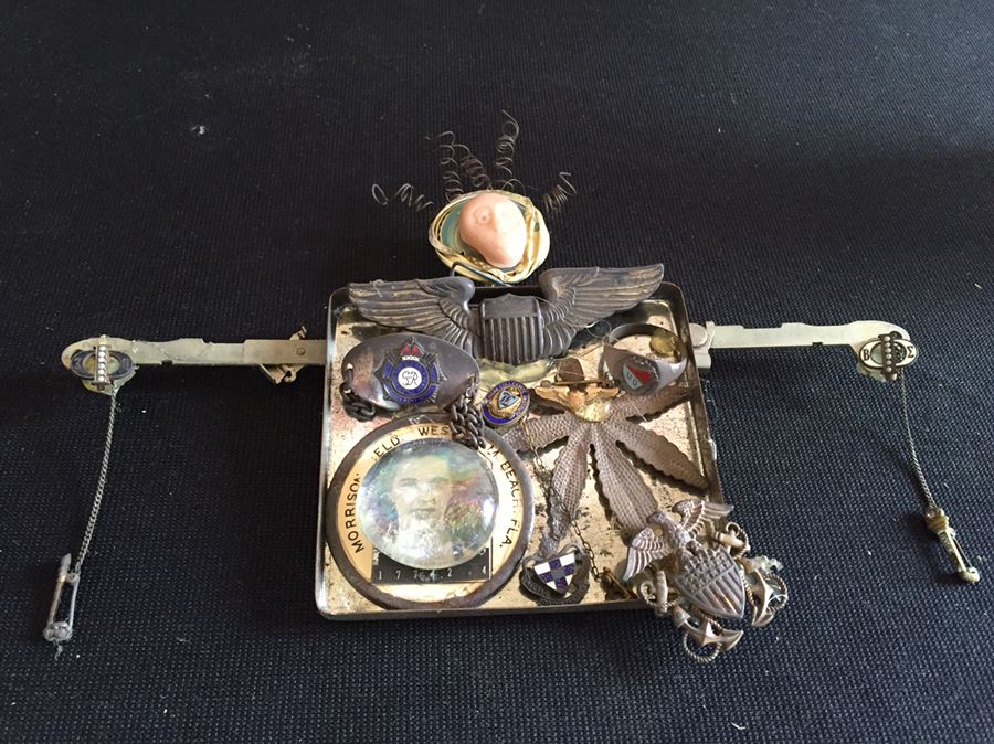 Very Cool Folk Art Piece With Various Military Metals And Rings [Photo 5]