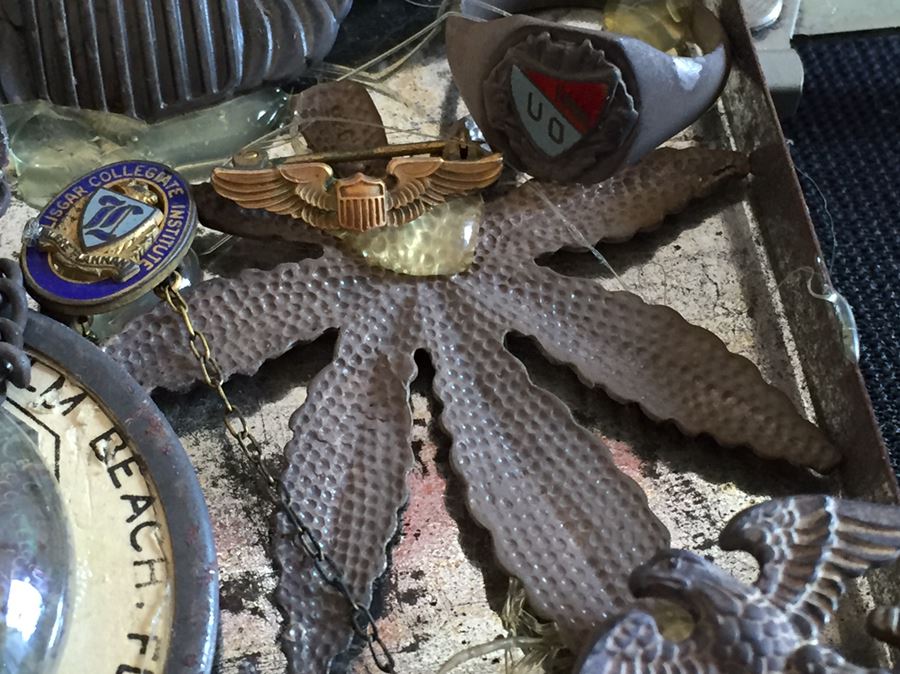 Very Cool Folk Art Piece With Various Military Metals And Rings [Photo 12]