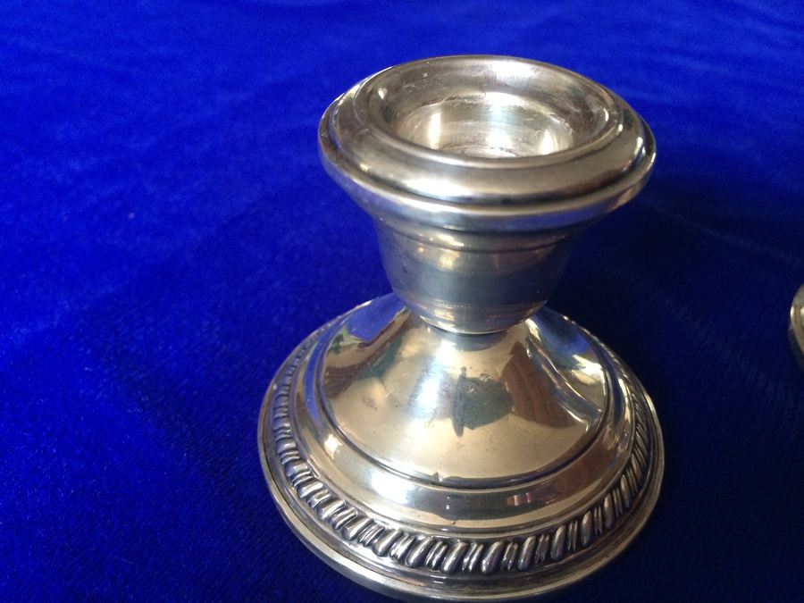 Pair of Crown Silver Weighted Candle Holders [Photo 2]