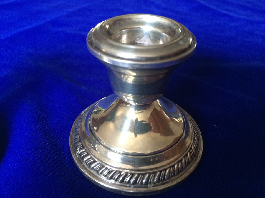 Pair of Crown Silver Weighted Candle Holders [Photo 3]