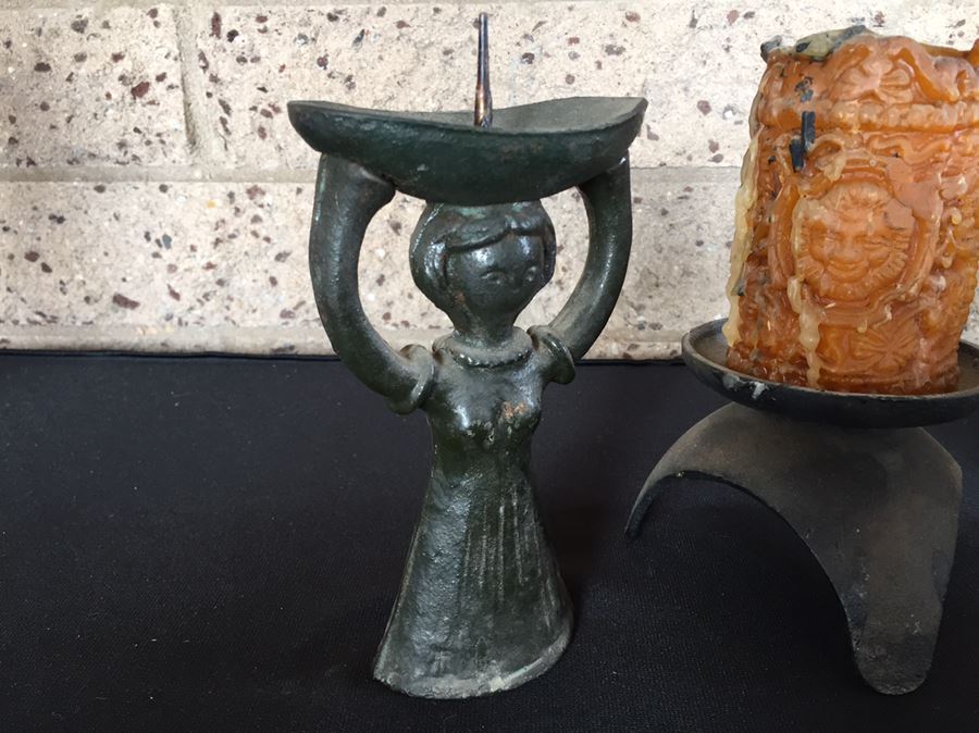 Various Metal Candle Holders And Ornate Footed Bowl [Photo 3]