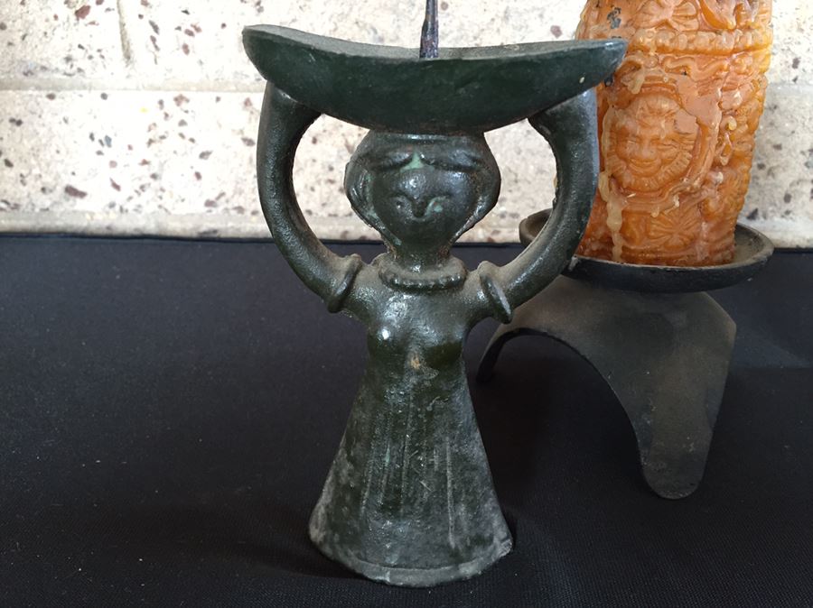 Various Metal Candle Holders And Ornate Footed Bowl [Photo 13]