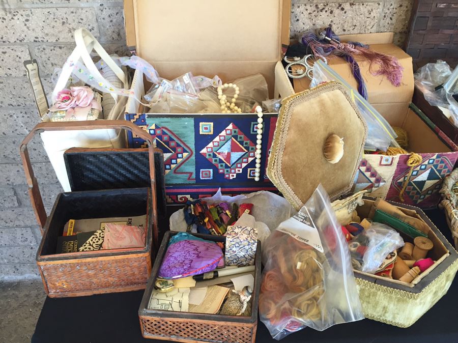 Huge Lot Of Sewing, Crafting Items, Baskets And Box Lot [Photo 2]