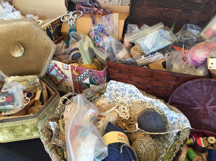 Huge Lot Of Sewing, Crafting Items, Baskets And Box Lot [Photo 23]
