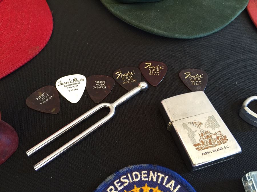 Men's Keepsake Lot Includes Various Metals, Ribbons, Beer Patches And Belt Buckles, Zippo Lighter, Bracelets And More [Photo 3]